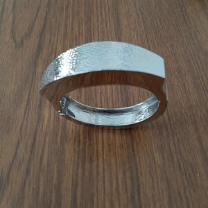 Silver  Textured  Thick Heavy Bangle